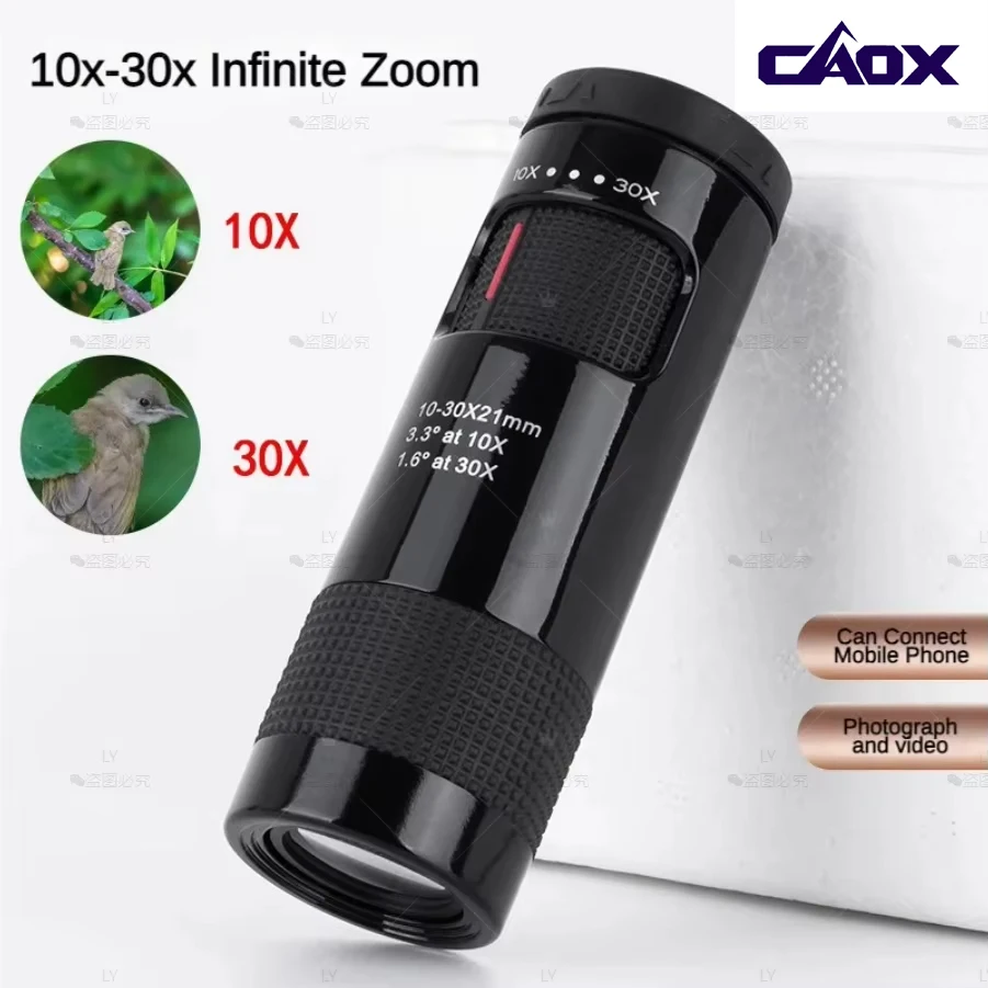 

Мощный монокуляр CAOX 10-30x21 с зумом, мини-телескоп, портативный зрительный прибор для кемпинга, туризма, оптический прицел, монокль