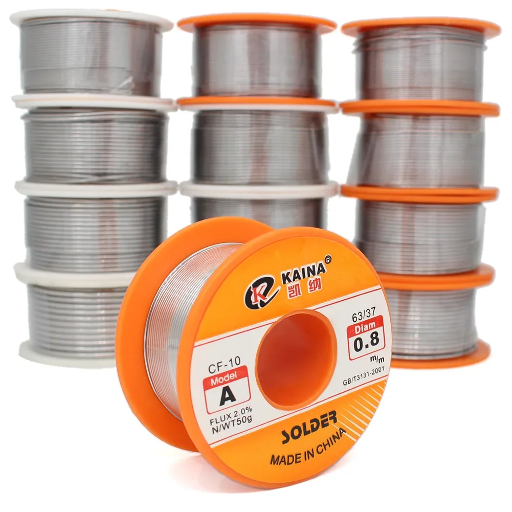 Flux 2.0% 45FT Solder Wire Tin Lead Wire Wick for Soldering Irons Melt Rosin Core High Purity Roll Welding Wires Diam 0.5-2.0mm