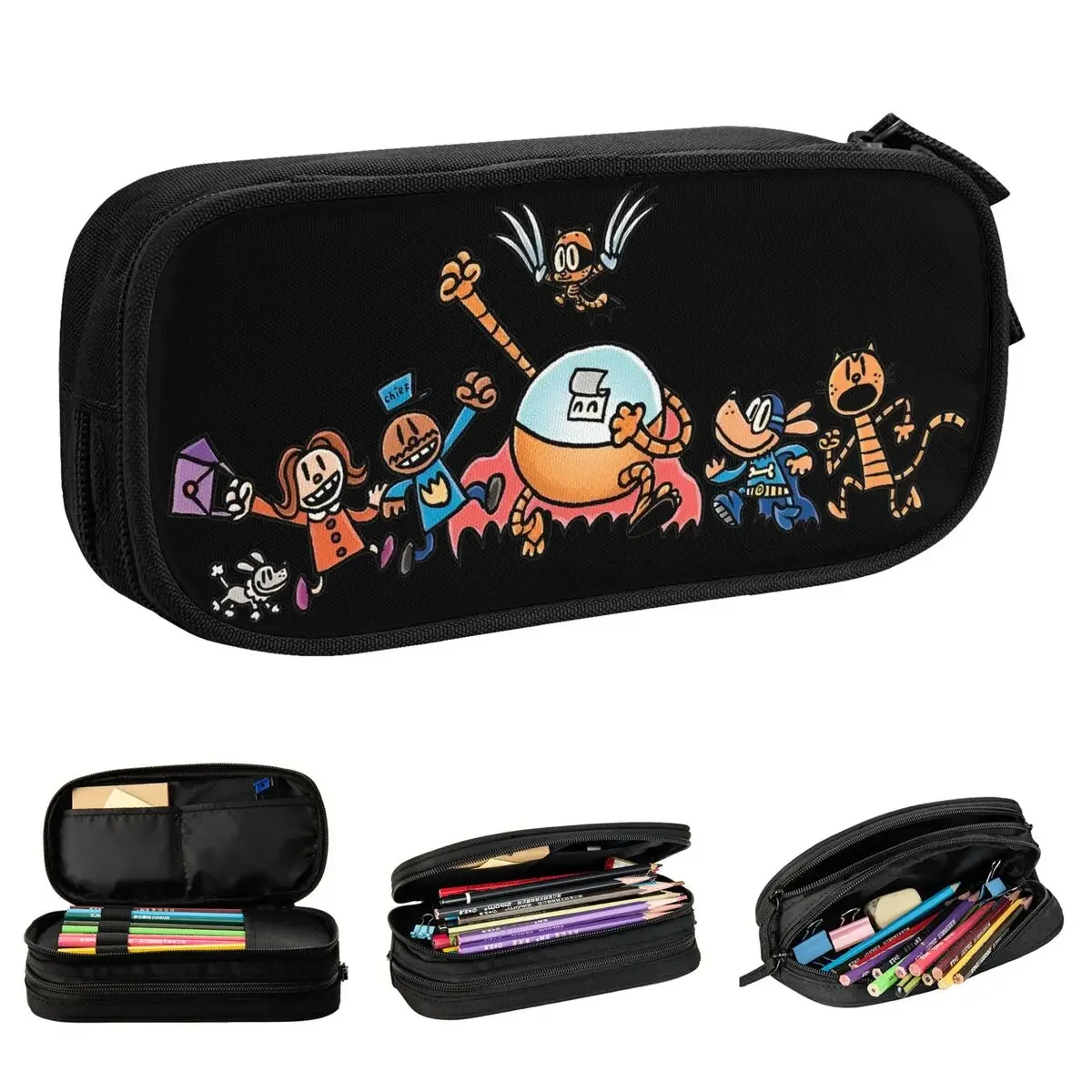 Classic Dog Man Movie Comic Pencil Case Cartoon Animals Pencilcases Pen Box for Student Big Capacity Bags Gifts Stationery