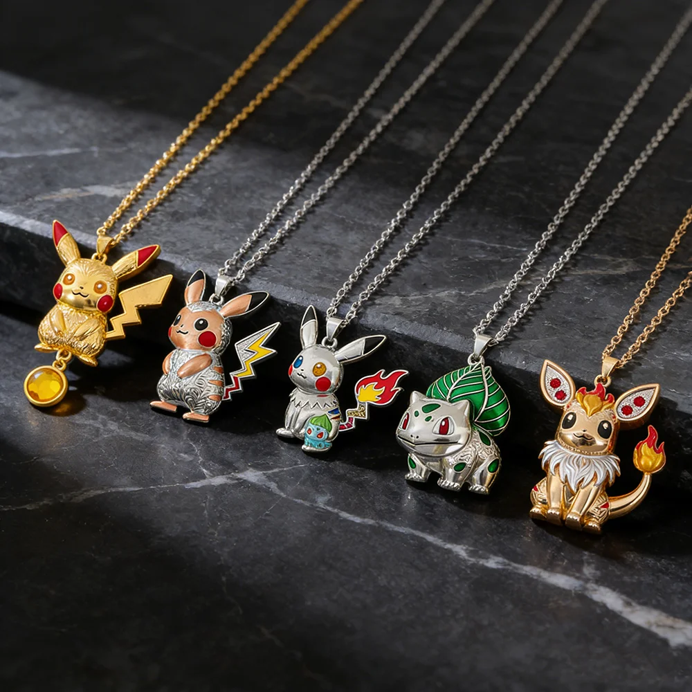 Anime Chibi Charmander & Bulbasaur Pendant Necklace