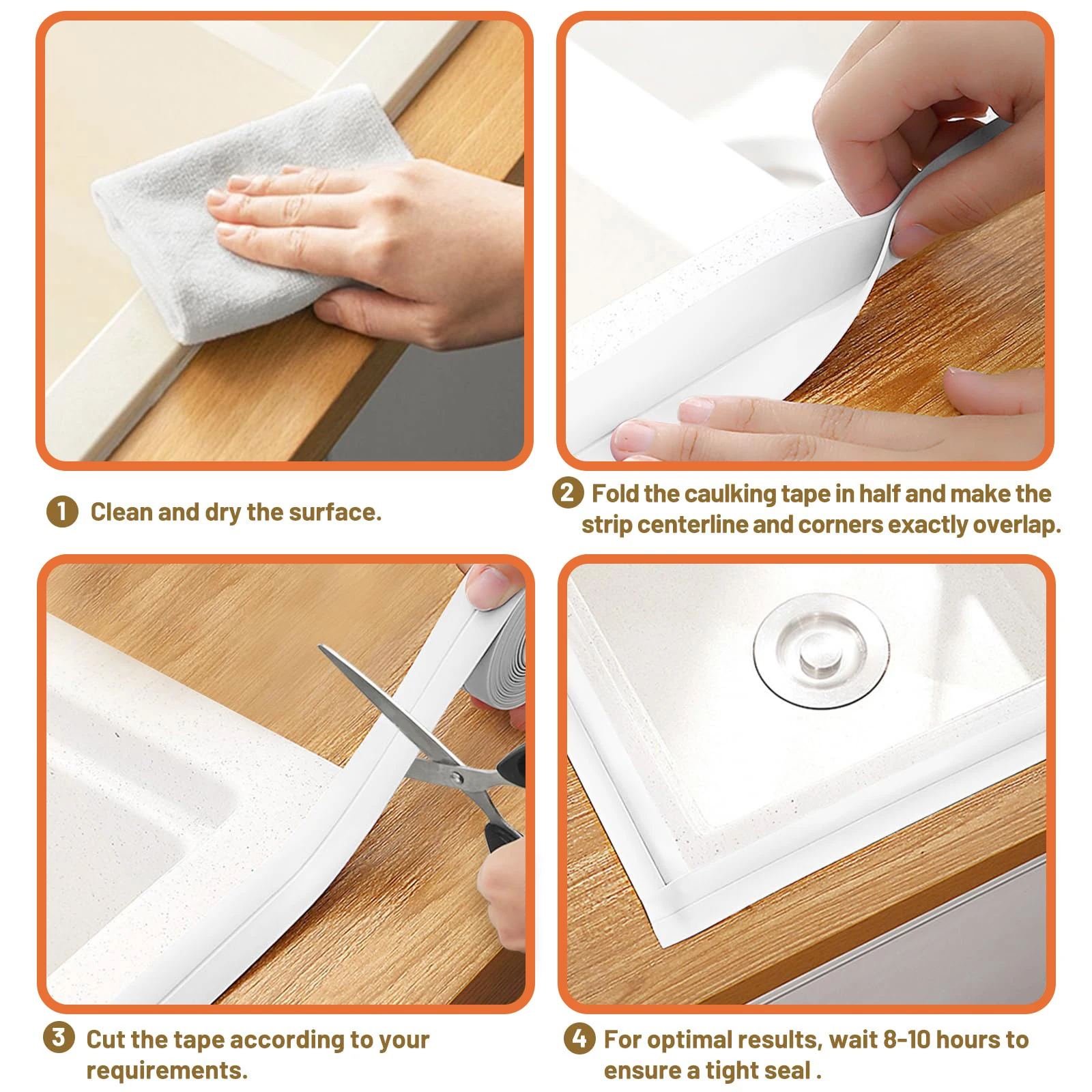 White Caulk Tape Waterproof Self Adhesive Toilet Caulk Sealant Bathtub Sealing Kitchen Bathroom Caulking Floor Wall Protector
