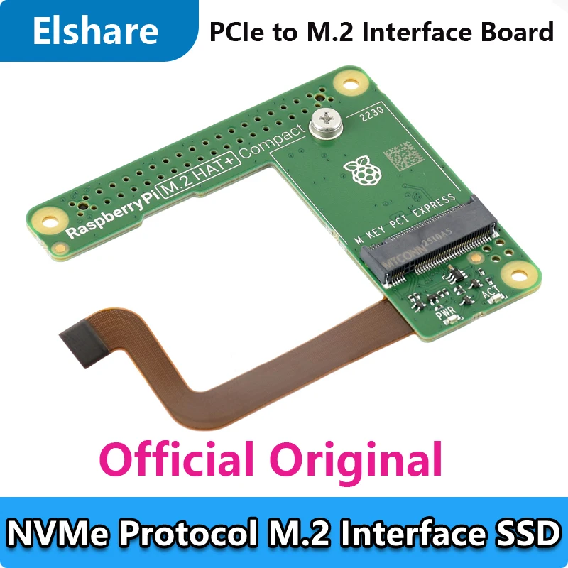 

Official Original Raspberry Pi 5 PCIe to M.2 HAT+ Compact Expansion Board NVMe SSD
