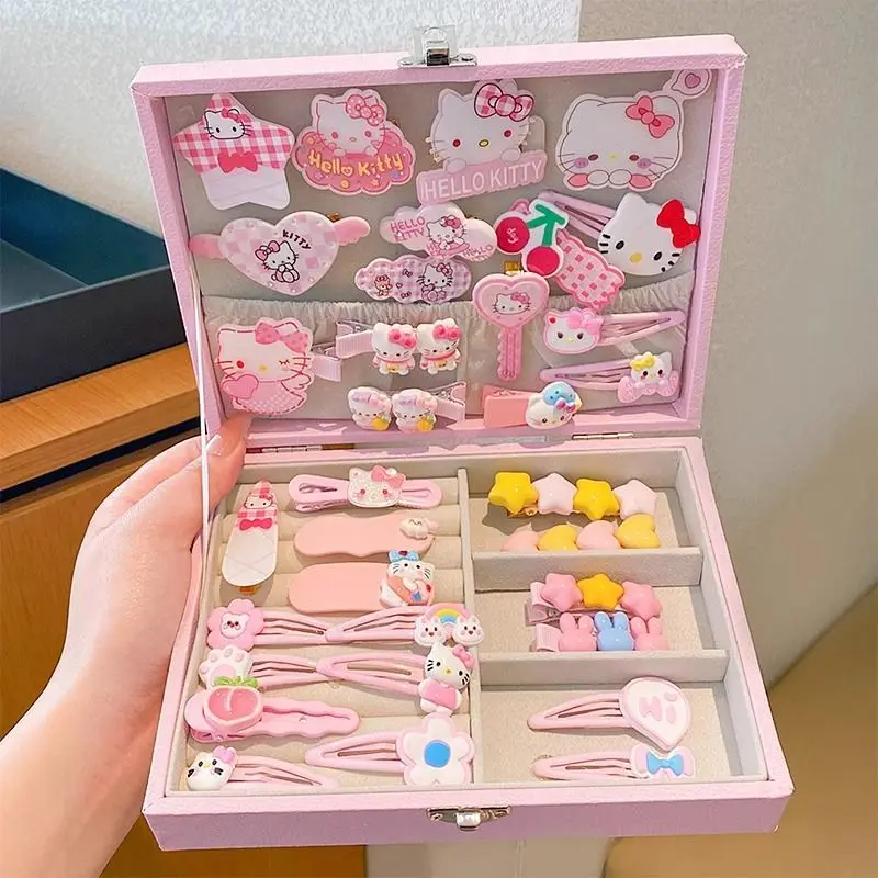 

Sanrio Girl's Hair Clips Hello Kitty Children's Jewelry Box Headdress Hair Accessories Gift Baby Hair Accessories Birthday Gift