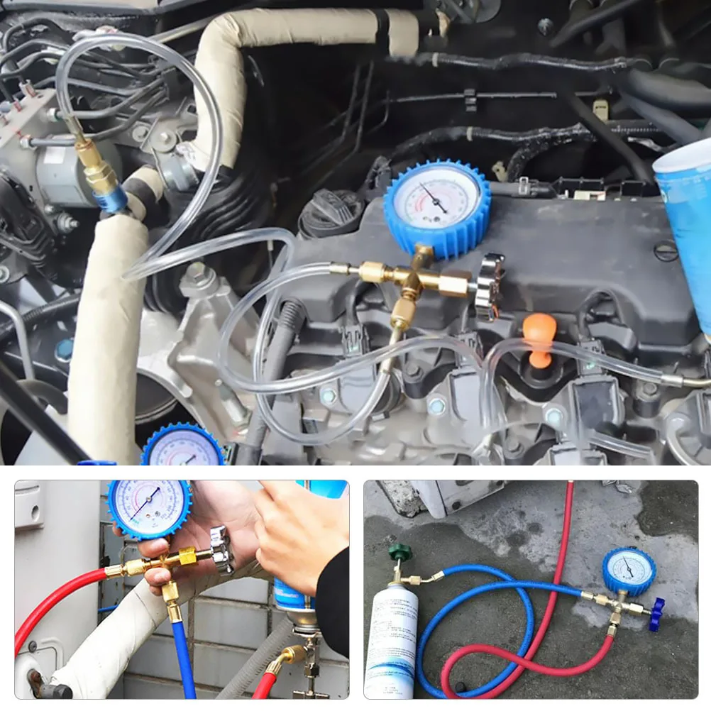 

Air Conditioner Refrigerant Gauge Manifold Hose Set for Hvac Charging Evacuation Automotive Cooling System Service Measurement