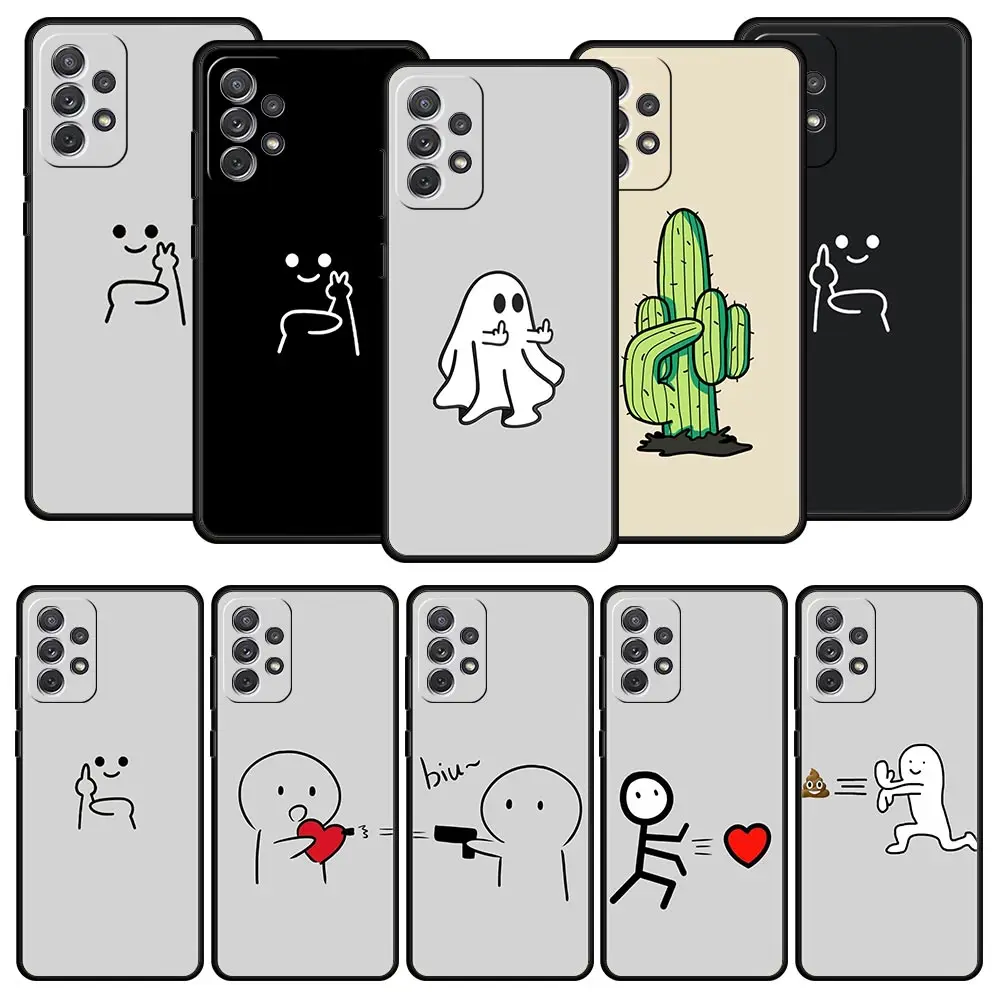 Cute Middle Finger Phone Case for Samsung A57 A37 A51 A71 A21S A17 A11 A15 A25 A41 A23 A33 A53 A73 A07 A05S A13 A35 A55 5G Cover
