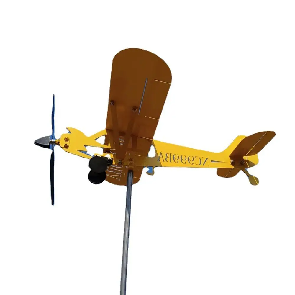 Outdoor 3D Pipe Garden Decoration Wind Direction Compass Airplane Weathervane Weather Vane