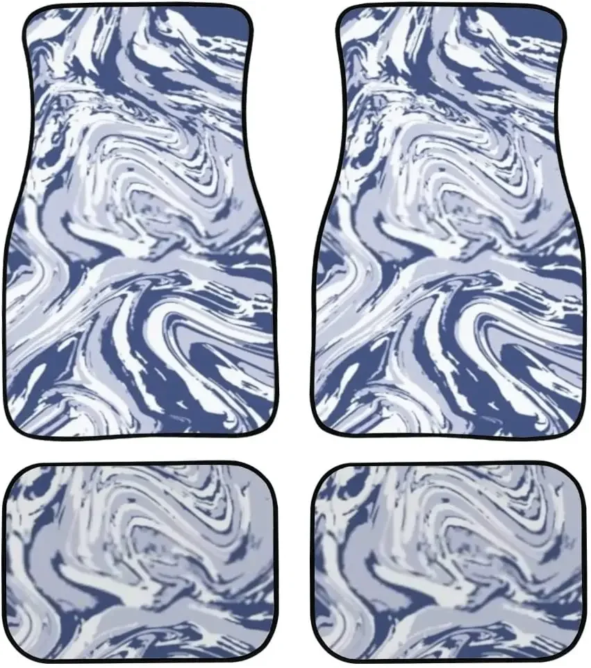 

Автомобильные коврики Голубые украшения с эффектом краски Белый принт Дизайн Ковер Автомобиль SUV Грузовик Коврики 4 шт., Автомобильные коврики Резиновые