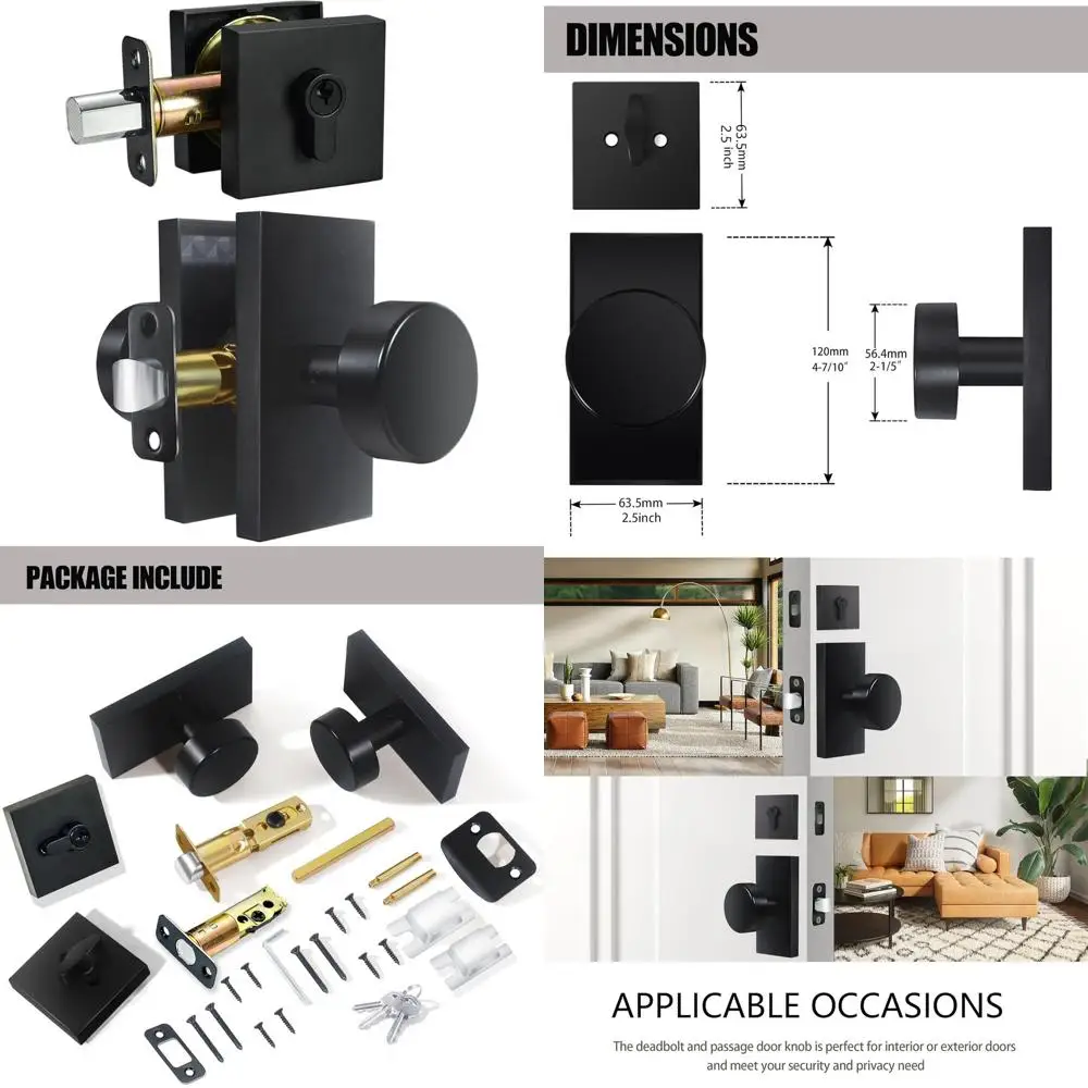 

Черный замок для входной двери и комплект засовов с ручками ручек для входной двери с ключом