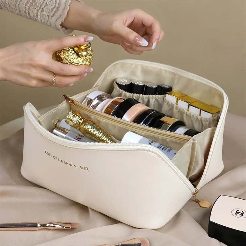 

Large-Capacity Makeup Bag Leather Cosmetic Bag Women Multifunction Toiletries Organizer Portable Travel Waterproof Storage Case