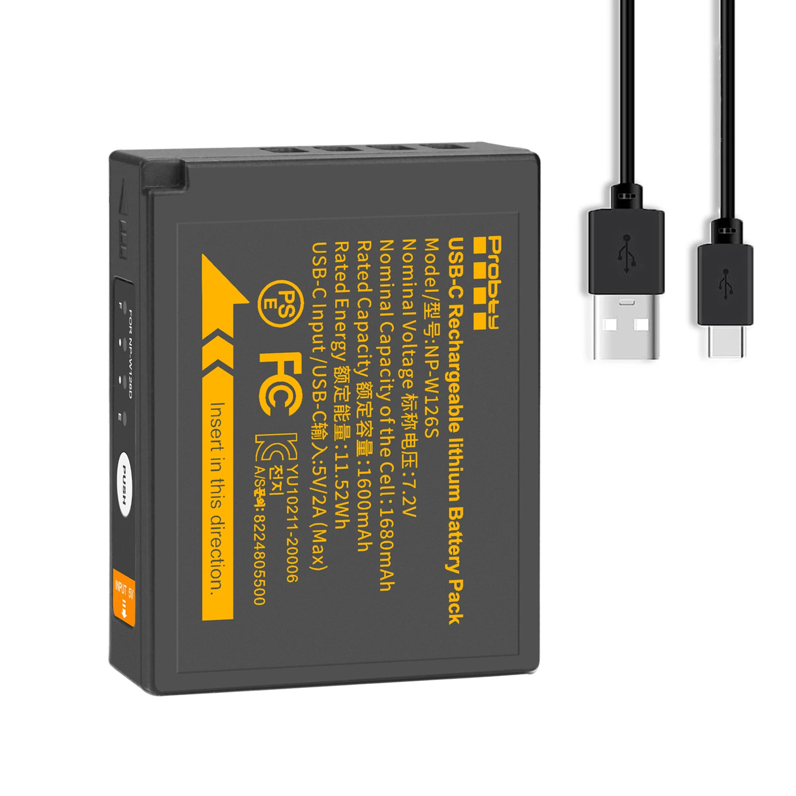 Batería NP-W126 NP-W126S con carga rápida USB-C para cámaras Fujifilm XT30II XM5 X100VI X100V XS10 XT30 XT20 XE4 A5