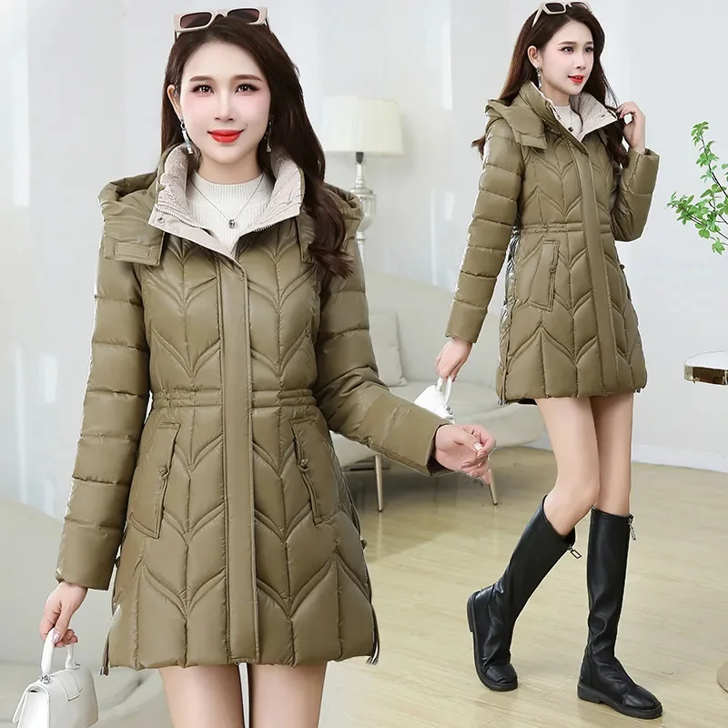 Down Coat Women Parkas Women 2024 Winter New Down Jackets Large Size 6XL Warm Cotton Padded Jackets Long Hooded Ladies Outerwear