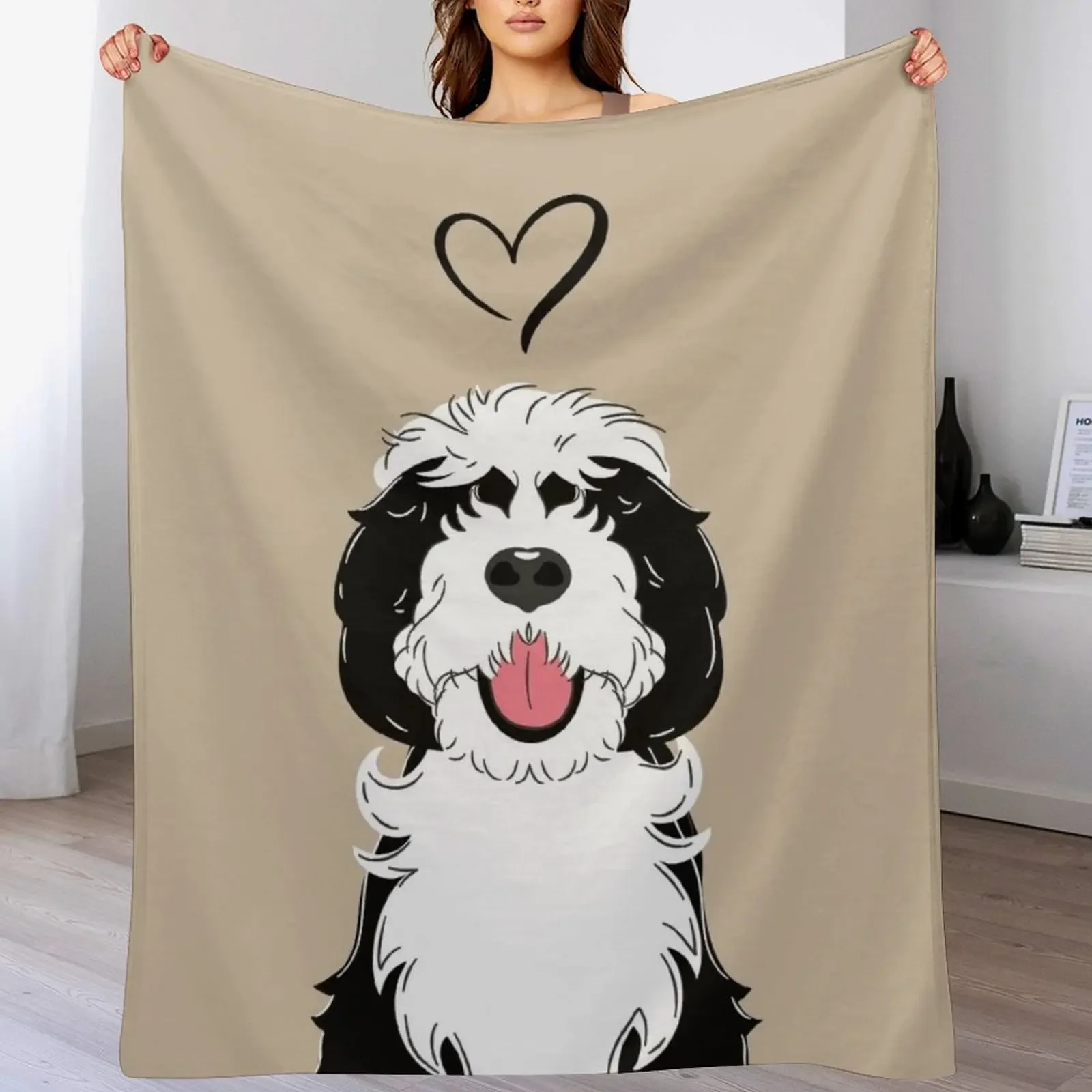 

LOVE Black and White Sheepadoodle 1 Throw Blanket cosplay anime bed plaid wednesday sofa bed Blankets