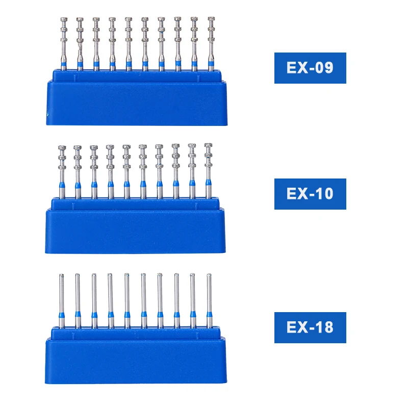 10Pcs Dental Diamond Burs FG 1.6mm Polishing Burs Drills for High Speed Handpiece Porcelain Veneer Teeth Preparation Tool