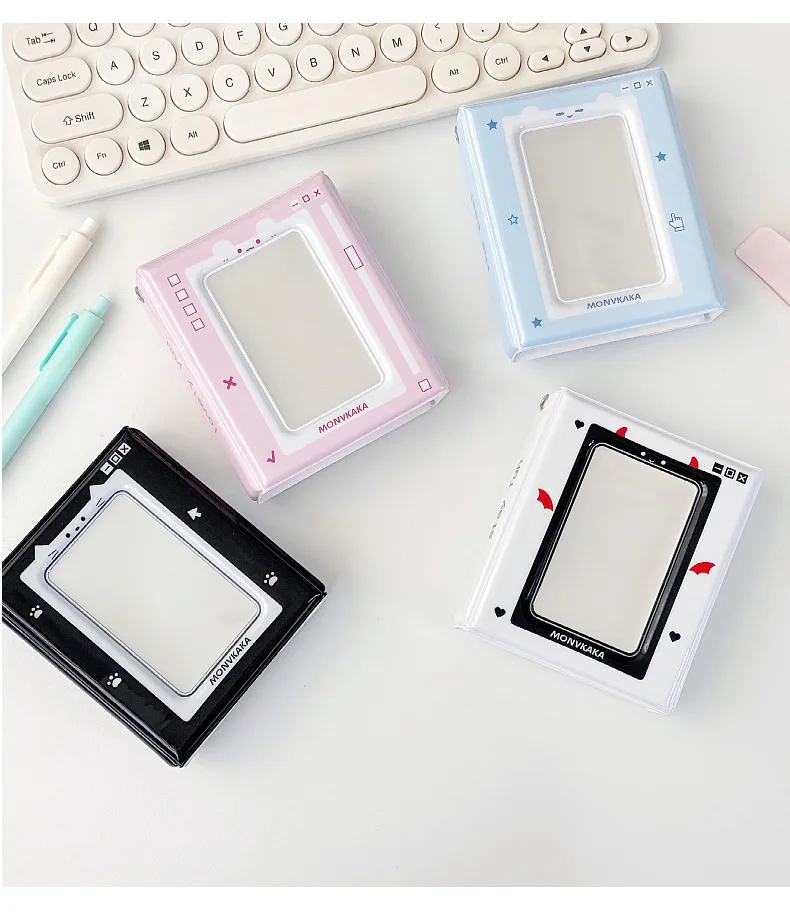 32 PP Pockets Cute Photo Card Pouch Style Album for 2.9x3.9 Inch Mini Handy Instax Name Card K-pop Star Album with Button