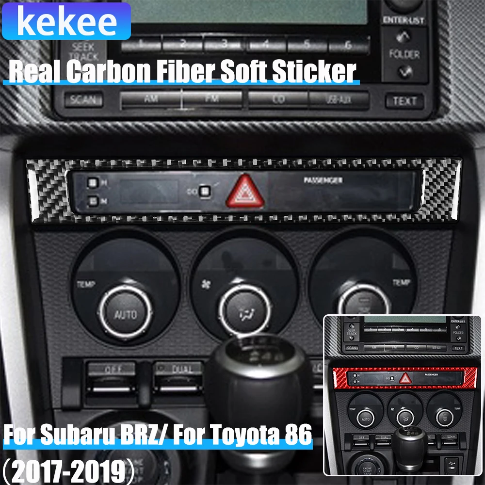 

Real Carbon Fiber Car Accessories Hazard Warning Lights Frame Cover Soft Sticker For Subaru BRZ Toyota 86 GT86 2017 2018 2019