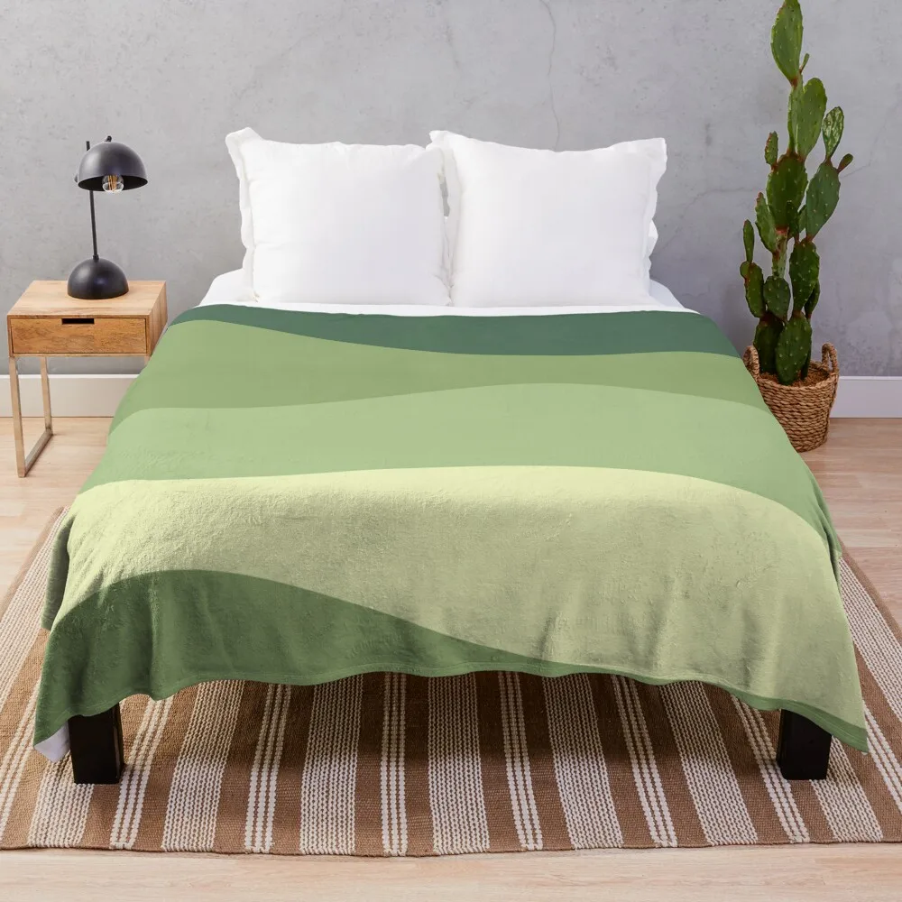 Green Hills Minimalist Monochrome Abstract Color Stripe Pattern Throw Blanket Polar Decorative Throw Blankets