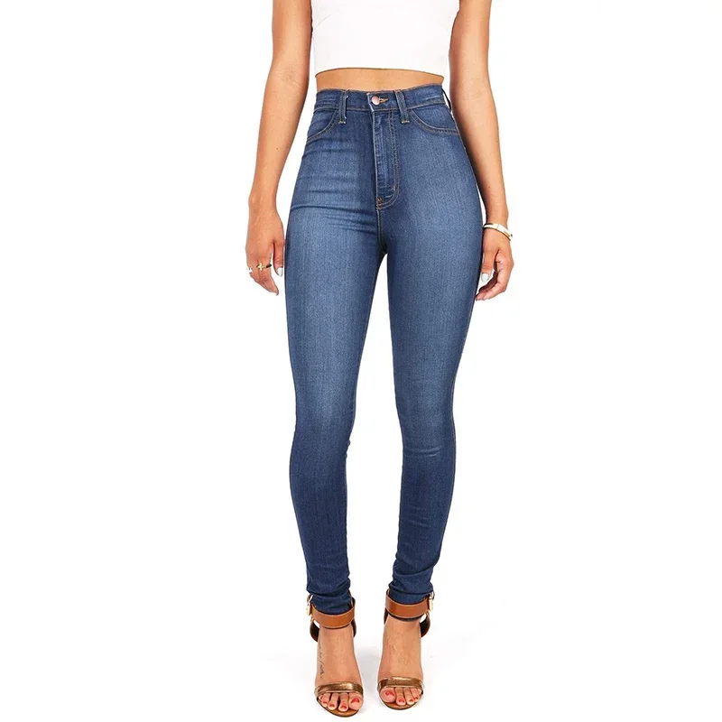 

Lady Goth Streetwear Blue Black Blue Punk Denim Trousers Woman High Waist Y2k Harajuku Pencil Jeans Female Fashion Vintage Pants