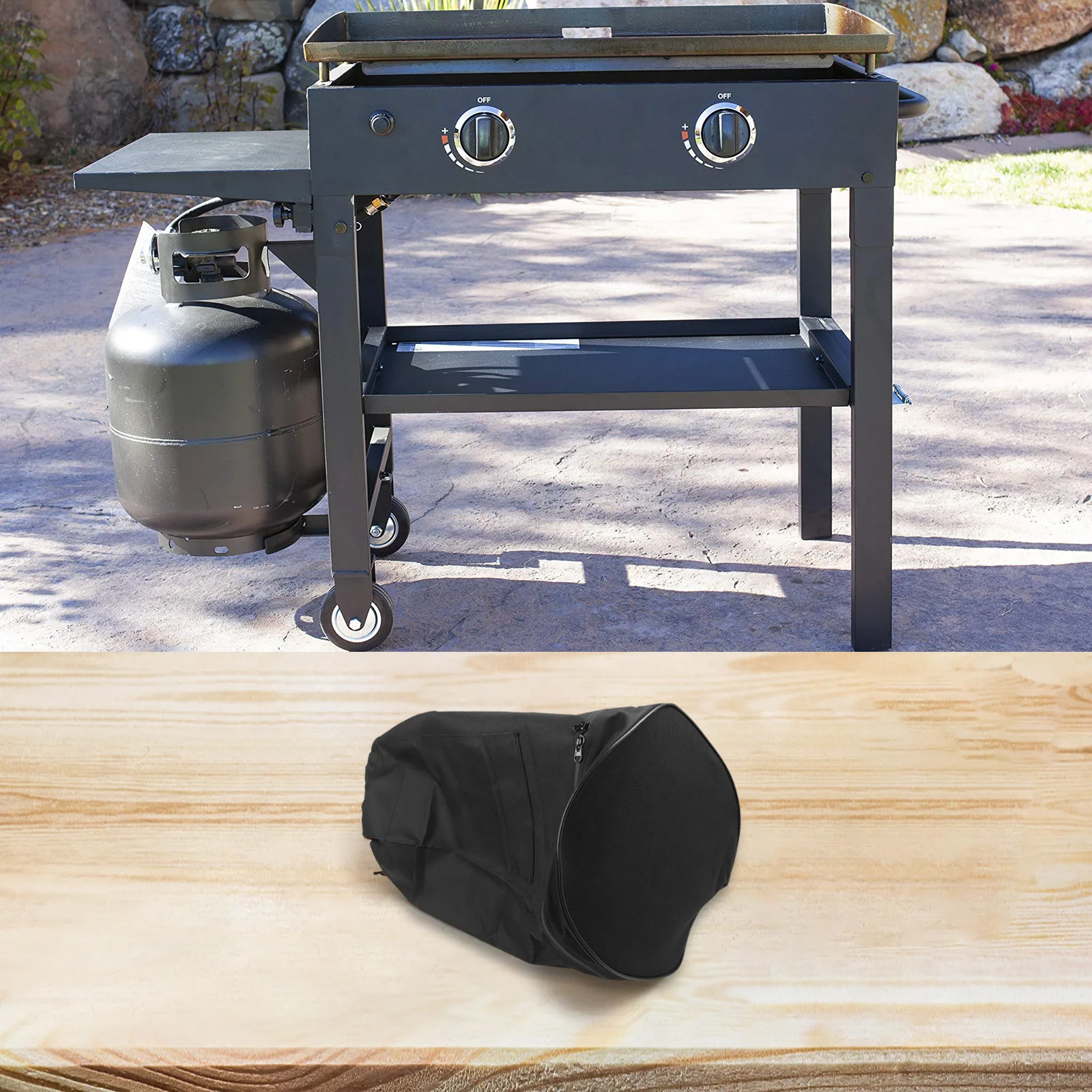 

Black Protective Cover for Propane Tanks Weather Resistant and Tear Resistant for Outdoor Use with Ventilation