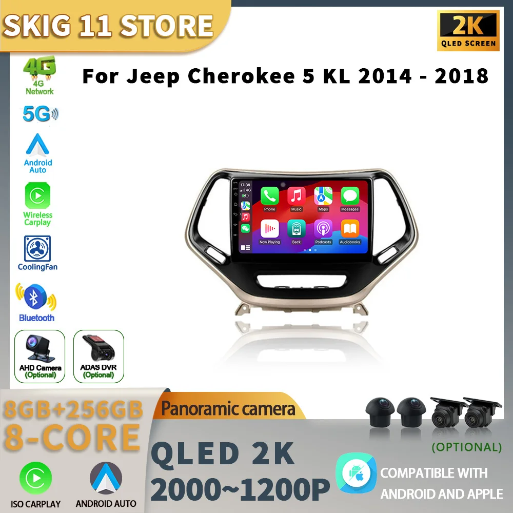 

Android13 For Jeep Cherokee 5 KL 2014 - 2018 Multimedia Navigation GPS 4G WIFI Auto Radio Player Car Stereo Carplay Radio Screen