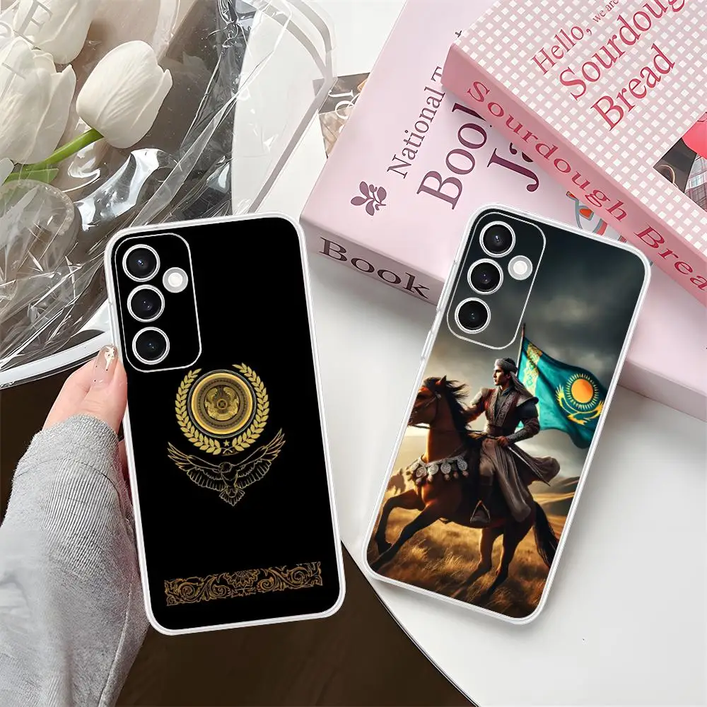 Kazakhstan Flag Clear Mobile Phone Case for Samsung Galaxy S25 S24 S23 S22 S21Plus FE Ultra Colorful Cover