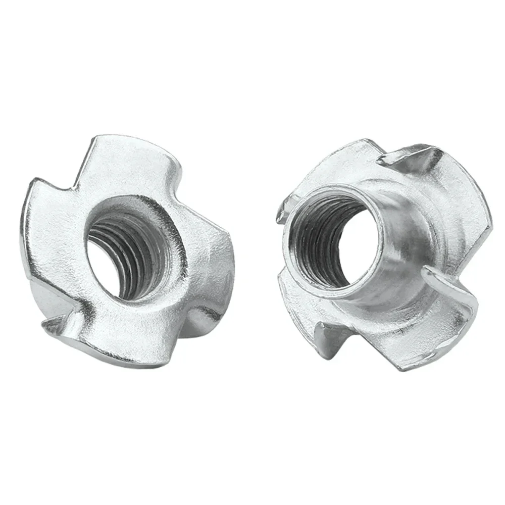 5-50pcs M3 M4 M5 M6 M8 M10 M12 Zinc Plated Four Claws Nut Speaker T-nut Blind Pronged Insert Tee Nut Inserts