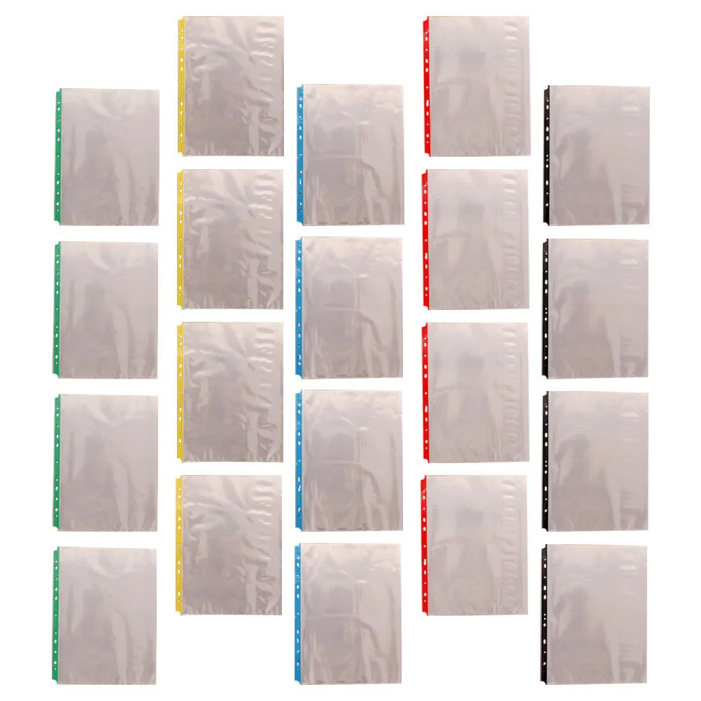 

100Pcs File Folder Insert Bags Transparent 11 Hole Clear Design Sheet Protectors for A4 Binder Document Organizer