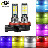 H4 H7 H11 LED Fog Light Tricolor Bulbs H1 H3 9005 HB3 9006 HB4 880 H27 H8 H9 35W Car Lamp White Ice Blue Red Yellow Pink