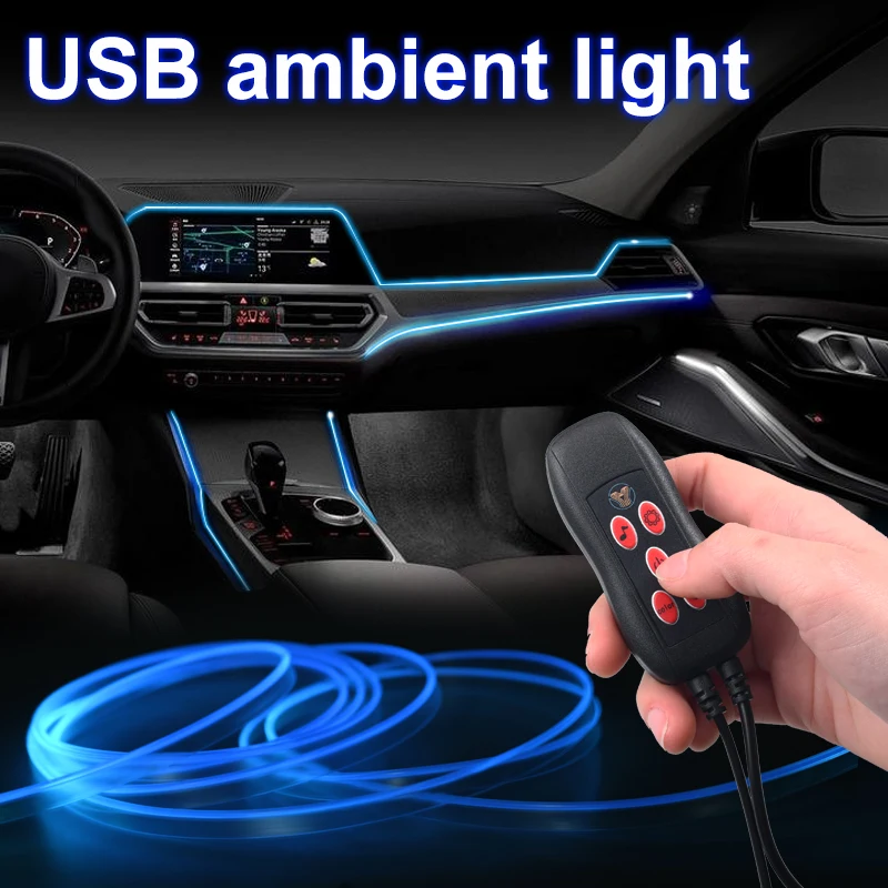 

Car Interior Light Decorative Ambient Lamp 64 Colors Multiple Modes Sound Control USB Optical Fiber Neon Car Interior Accessorie