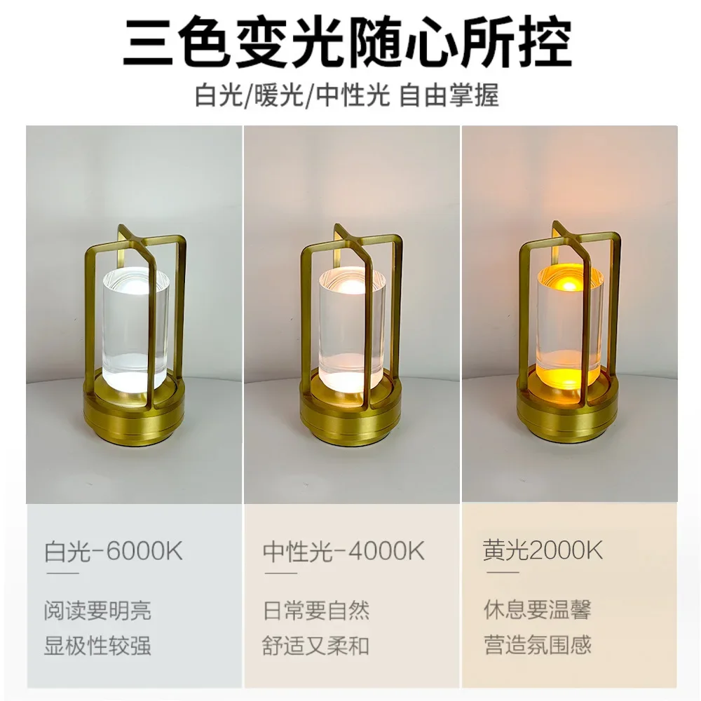 

Aluminum Alloy Ambient Touch Light Decorative Table Lamp LED Bedroom Bedside Lamp, Restaurant Bar Light, USB Night Light, Modern