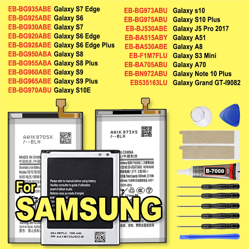 XDOU Akku für Galaxy S10E J5 A70 Ntte 10 A8 A51 Grand DUOS S3 S6 S7 Edge S8 S9 S10 Plus GT-I8190 SM-A515 2017 J530 SM-G973