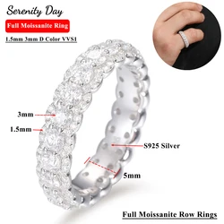 Serenity 3mm All Moissanite Rings For Women Girl Gift S925 Sterling Silver Sparkling Lab Diamond Wedding Rings Jewelry Wholesale