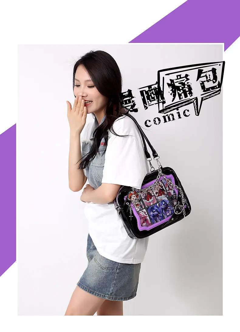 JIAERDI Chains Lolita Jk Transparent Gothic Harajuku Fashion Handbag Y2k Black Shoulder Bag Womens Large Capacity Tote Bag Lady