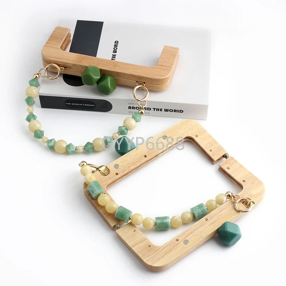 2/5/10PCS Candy Color Wooden Bag Handle Clutch Purse Frame With Macaroon Resin Chain For DIY Bags Crossbody Handbag Accessories