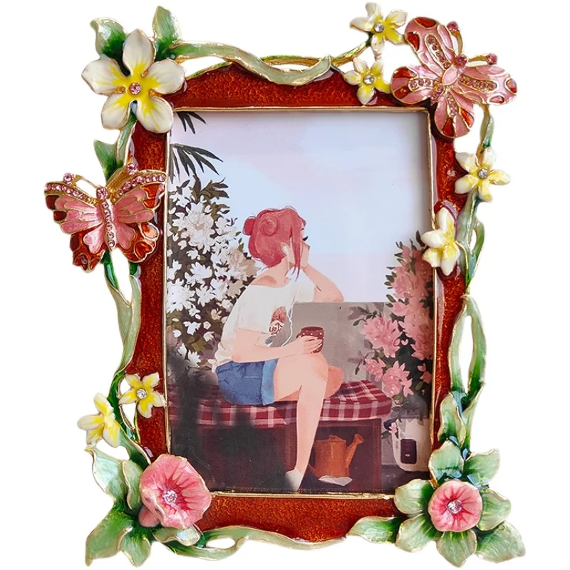 American 5-inch 7-inch photo frame retro butterfly table custom desktop ornament  frame European cute  frame gif