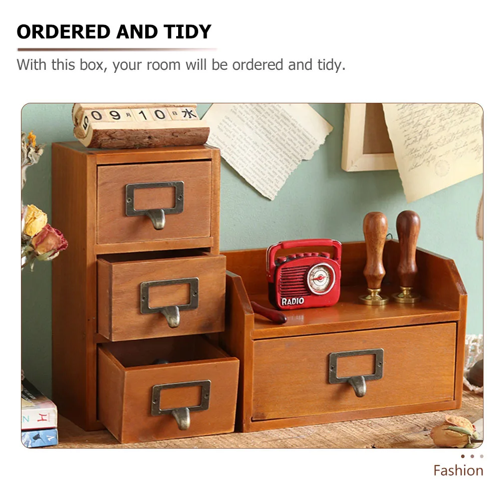 

1Pcs Wooden Storage Box Multipurpose Drawer Type Storage Organizer for Cosmetics Sundries Desktop Holder Home Supplies
