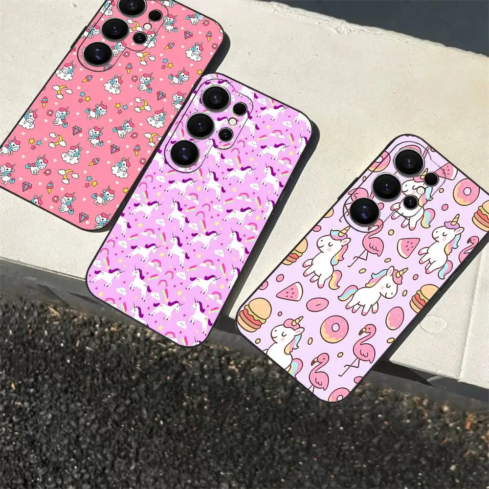 Cute Rainbow Unicorn Phone Case For Samsung S 24 fe 25 Ultra plus 20 lite 21 30 22 23 24 22 Ultra 5G Fundas
