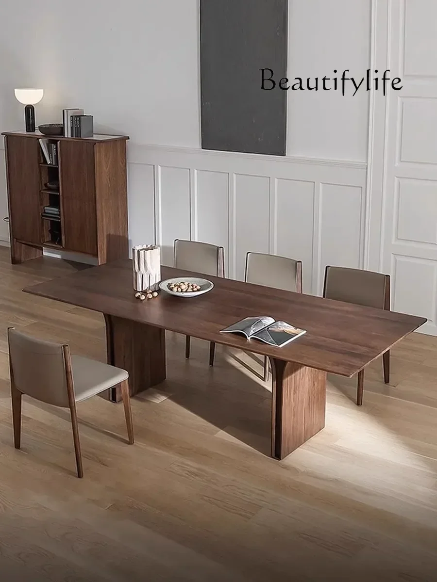 Black Walnut Dining Table Rectangular Dining Table Solid Wood Minimalist Reception Tea Table Log Large Board Desk