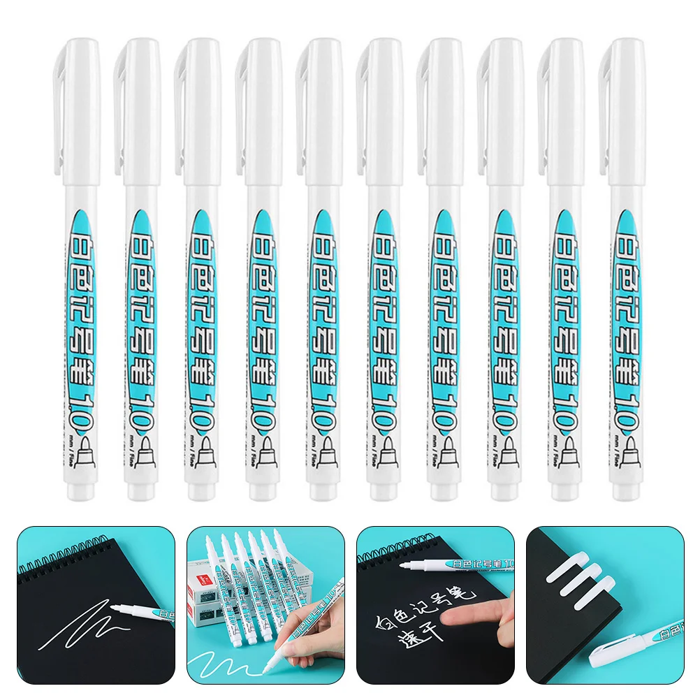 10 Pcs White Marker Pen Pens Paint Convenient Drawing Portable Multi-function Grout Brushes for Kids Accessory Household