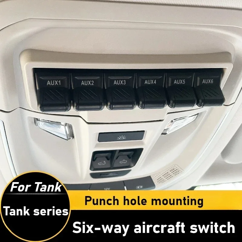 For Tank 300/400 Aircraft Switch Modification Six-way Wired Off-road Roof Spotlight Switch Button Assembly Control