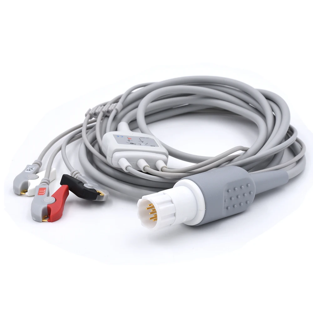 

Cable with 3 Leads Compatible Dragers PM8010 PM8014 Cable with Leadwire Clamp Terminal AHA Standard