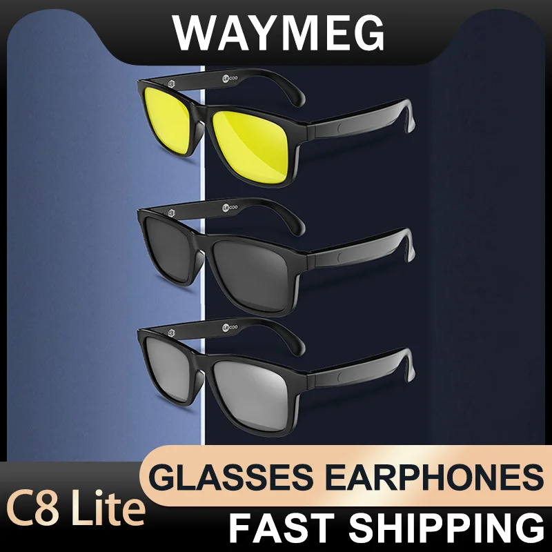 

New Lecoo C8 Lite Earphones Convenient Sunglasses HIFI Headset Wireless Bluetooth 5.3 Driving Glasses Headphone With HD Mic Call