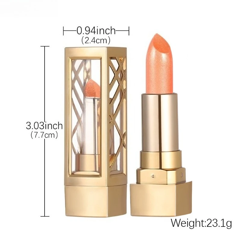 6 ألوان الذهب أنبوب أحمر الشفاه ماتي لامع أحمر الشفاه مقاوم للماء غير تتلاشى لامع اللؤلؤ تألق الأحمر ملمع الشفاه ماكياج