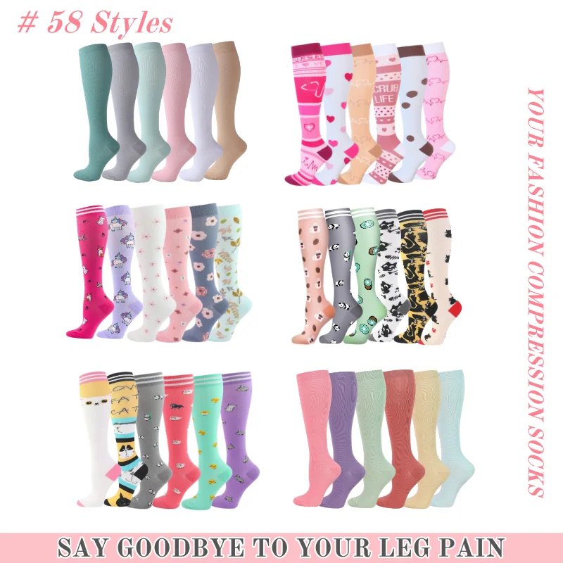 New Men Women Compression Socks for Leggings Running Marathon Pressure Soccer Adult Socks Network Red Pressure Nurse Men Socks