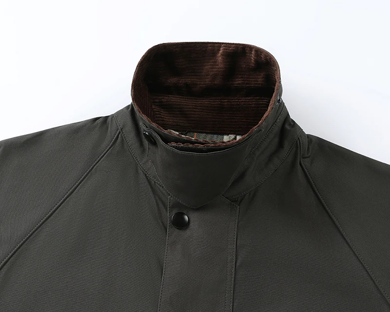 Herren Cordkragen Gewachste Baumwoll-Feldjacke, Weite Passform, Kariertes Futter, Winddichte Arbeitsjacke, Vintage Casual Cargo-Jacke für Herbst und Winter – Detail 2