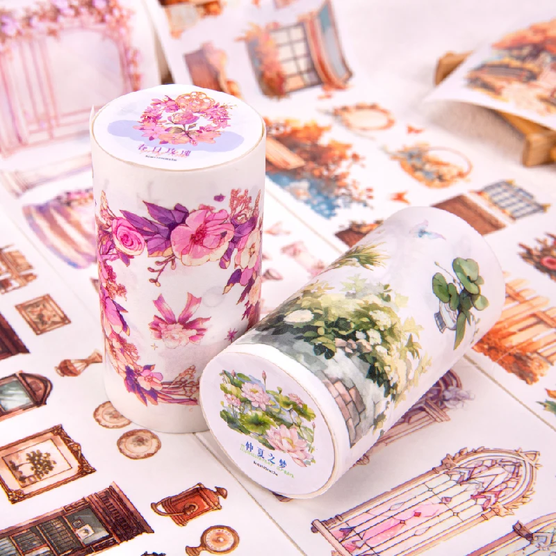 5 styles 80mm*300cm Spring rose series sticker Beautiful spring scenery theme DIY stickers Scrapbooking Material Diary Album