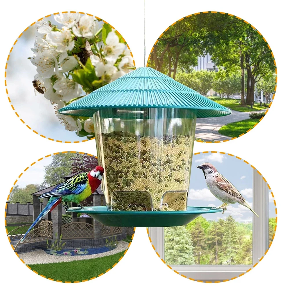 Mangeoire Automatique pour Oiseaux Perroquet, Transparent Mangeoire Oiseaux Cage Grande Capacité mangeoire Perruche Distributeur Automatique de Nourriture pour Perruches Canaris Pinsons, 1 Pièces