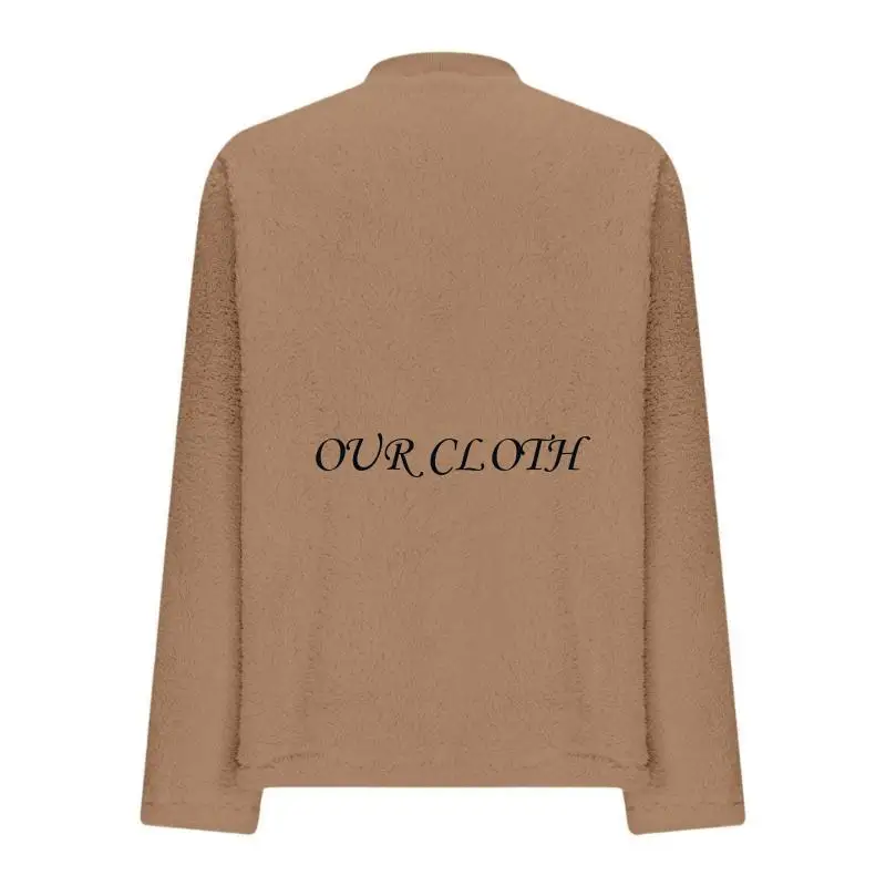 Casaco dormir lã macia feminino manga longa botão para baixo pijama pelúcia quente com bolsos para relaxamento interno