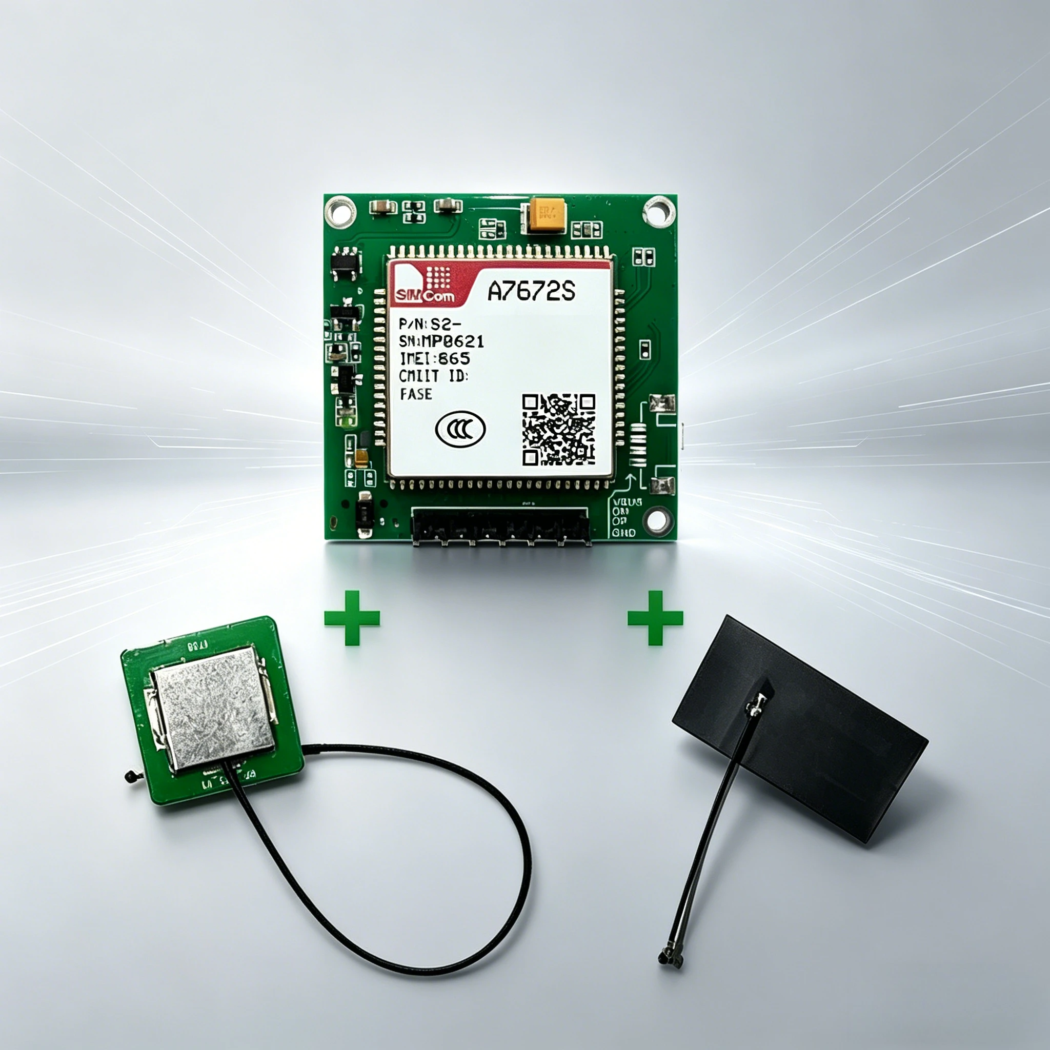simcom-lte-cat1-4g-2g-voice-bt-gnss-a7672s-fase-dd-mcore-a7672s-fase-サポート-gps-コアボード、4g-fpc-gps-アンテナ付き