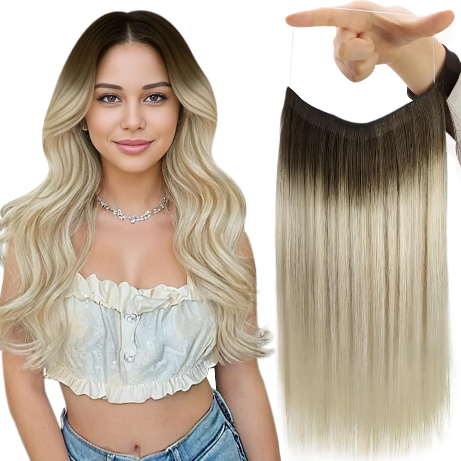 

Fish Line Weft Extensions One Piece Human Hair | Thin Weft For A Comfortable Lightweight Feel