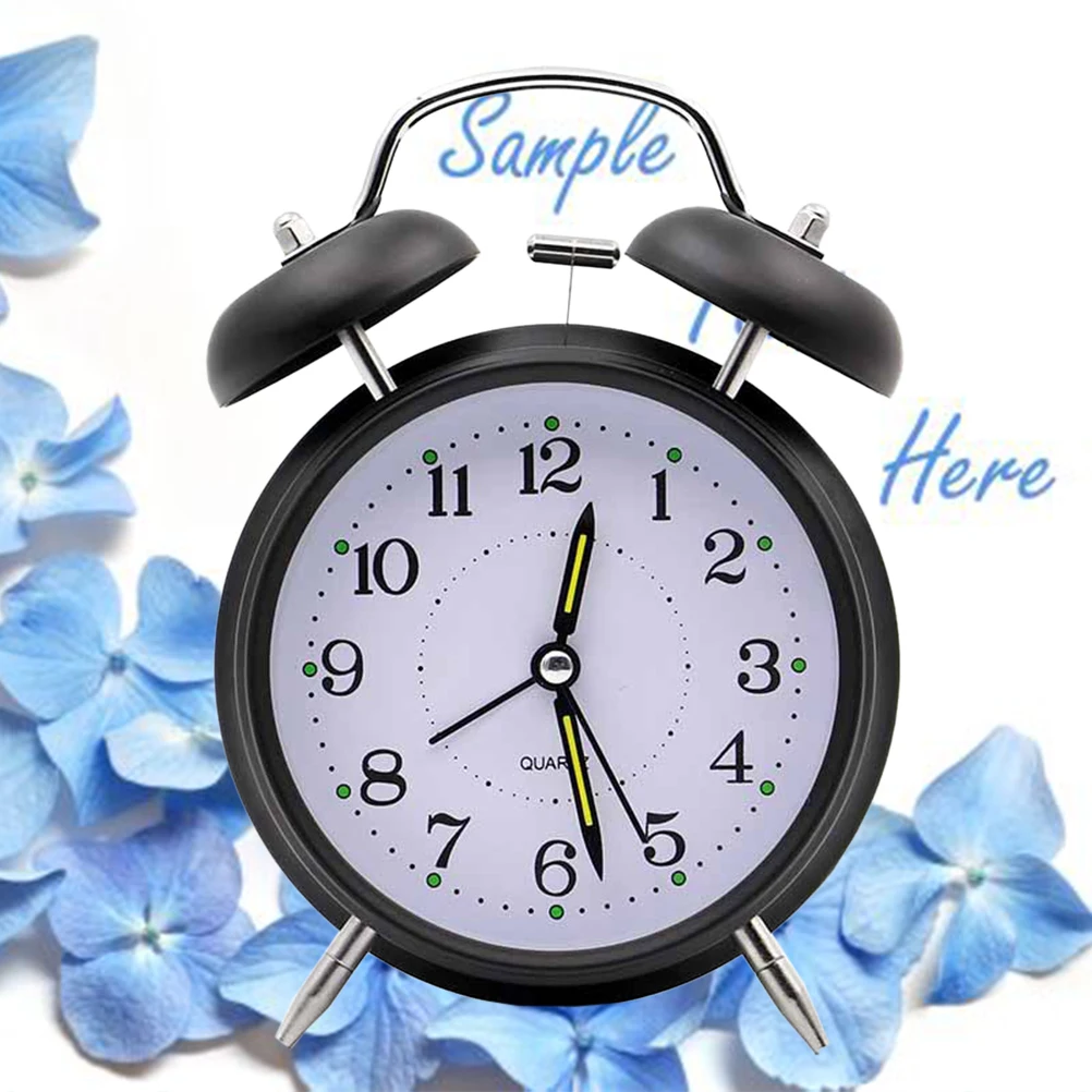 

Vintage Style Metal Bell Alarm Clock Night Light Function Silent Design For Bedroom Desk Home Office Classic Decorative